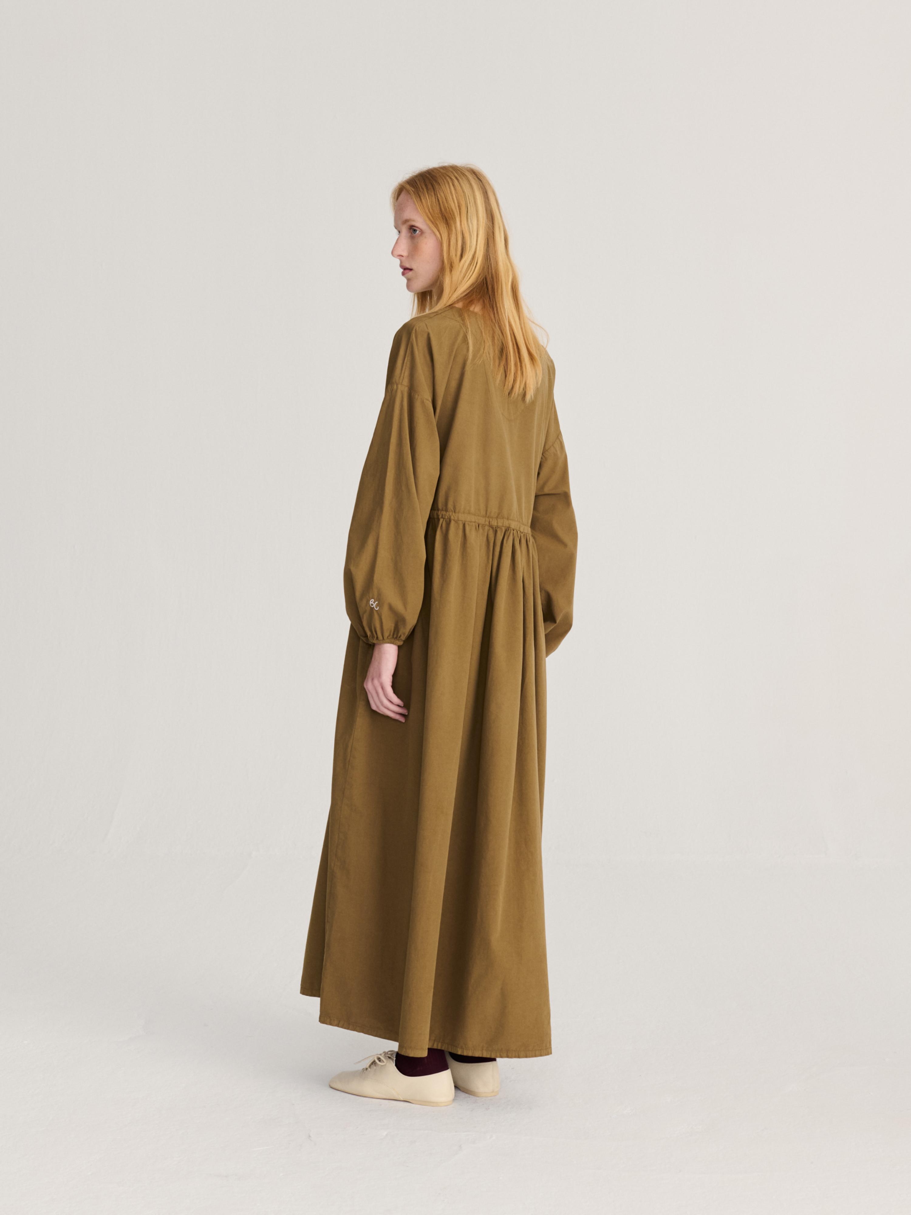Bobo Choses Poplin Elastic Waist Dress Khaki Damen Maxi Kleis khaki